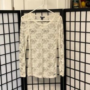 Bozzolo White Lace Long Sleeve Blouse